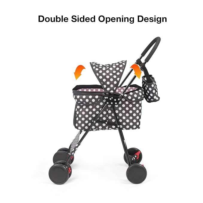 Foldable Pet Stroller for Dog and Cats Portable Strolling Cart with Storage Basket Lightweight Pet Travel Stoller Pet Jogger