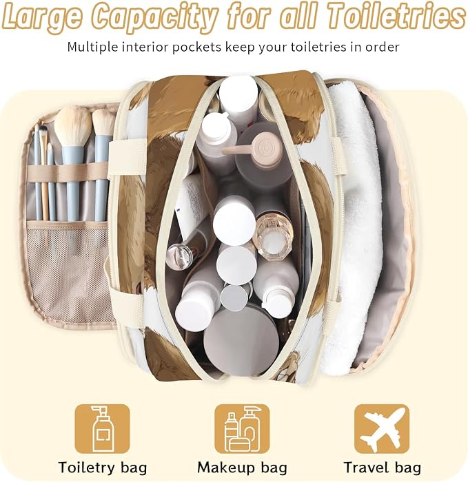 Groundhogs Travel Toiletry Bag for Women | Cute Animal Marmot Lightweight Waterproof Makeup Cosmetic Bag Large Tote Organizer for Traveling, Toiletries, Accessories