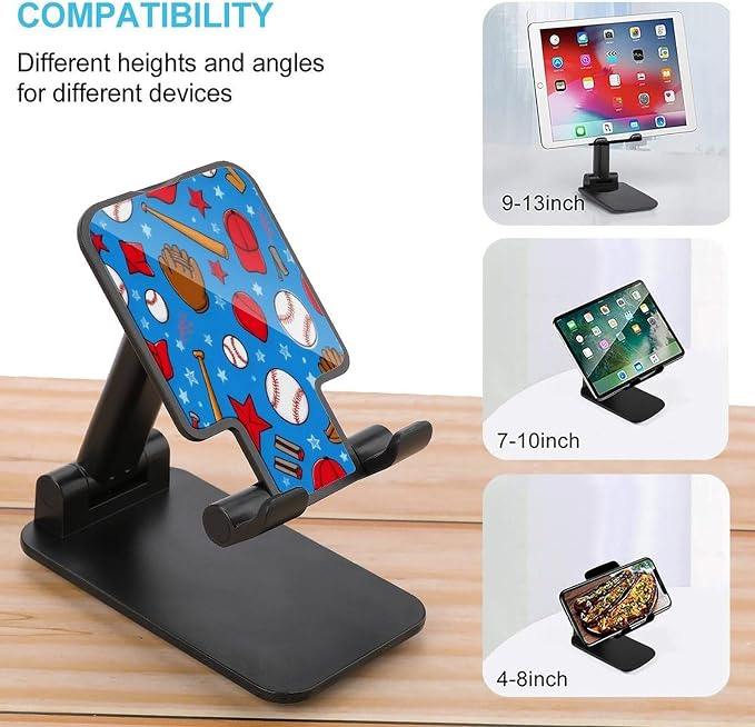 Desktop Adjustable Baseball Sports Cell Phone Stand | Phone Holder, with Non Slip Base, Compatible with 4"-13" Smartphones Tablet, Travel Office