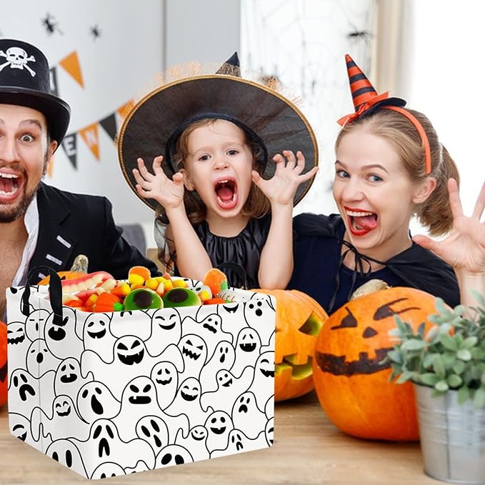 Halloween Ghost thriller basket,Empty Halloween basket,Horror and thriller decor,Trick or Treat Box for Boys and Girls,Horror decor(Ghost)