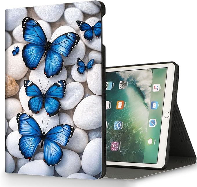 for Microsoft Surface Go 4/3/2/1-10.5" 2021 Tablet Case,Auto Wake/Sleep,Adjustable Stand Protective Cover - Blue Butterfly Pebble Pattern