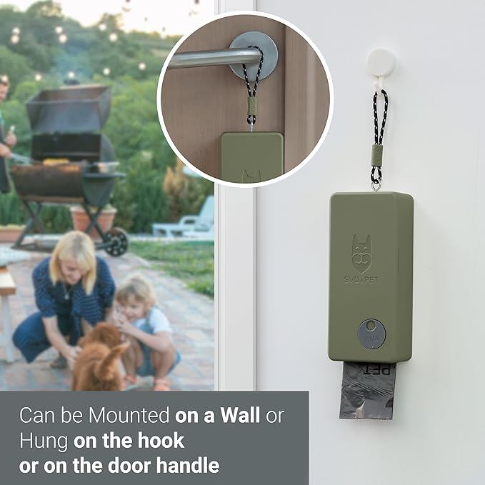 SVD.PET Dog Poop Bag Dispenser, Wall Mount Pet Waste Bag Dispenser Station | Weatherproof Outdoor or Indoor Bag Holder, Easy to Refill Magnetic Cover (Army Green, Dispenser only)