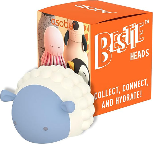 asobu Bestie Bottle Replacement Head for Insulated Stainless Steel Water Bottle, Detachable Soft Animal Head, Collectable Bottle Head for Fun Drinking for Kids, Sheep