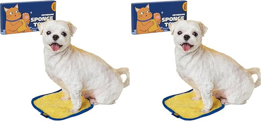 PETHROOM] Portable Pet Towel for Dogs & Cats | Professional Pet Dryer, Super Absorbent & Quick-Drying Dog Dryer | Lightweight, Durable, Ultra-Soft (Small) 8"x 8" (Pack of 2)