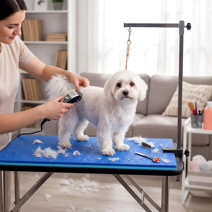 Nuanchu Dog Grooming Table Mat,36 x 24 x 0.2In,Non-Slip PVC Pad, Blue