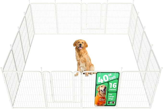 FXW Rollick Dog Playpen, Indoor, Yard & RV Camping, 40" H, 16 Panels | Easy setup, Heavy-duty, DIY layouts, for Medium & Large Dogs, Patented