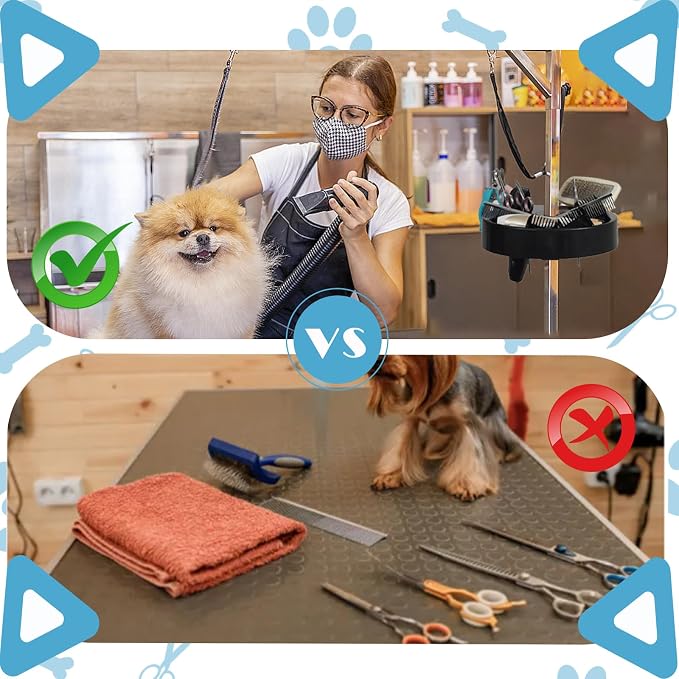 Pet Grooming Organizer for Scissors Brushes and Tools Holder - Portable Rotatable Dog Grooming Table and Arm Stand Tools(Black Cat Head)