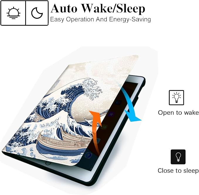 for Microsoft Surface Pro 8-13" 2021 Tablet Case,Auto Wake/Sleep,Adjustable Stand Protective Cover - Japanese Waves