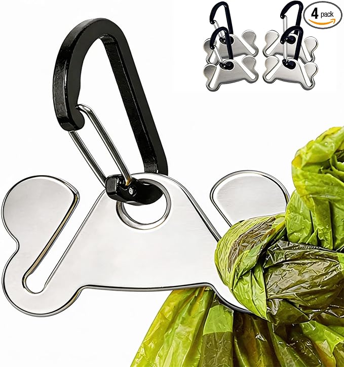 4PCS Dog Poop Bag Holder, Waste Bag Holder, Dog Poop Bag Carrier, Hand Free Holder, Metal Holder