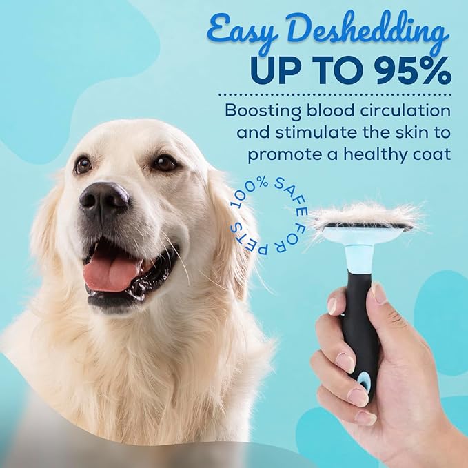 Sinko Deshedding Brush for Dogs & Cats, Pet Grooming Brush, Skin Friendly Deshedding Tool, Dog Brush for Shedding, Effectively Reduces Shedding by up to 95% for Short Medium Long Pet Hair (Blue)