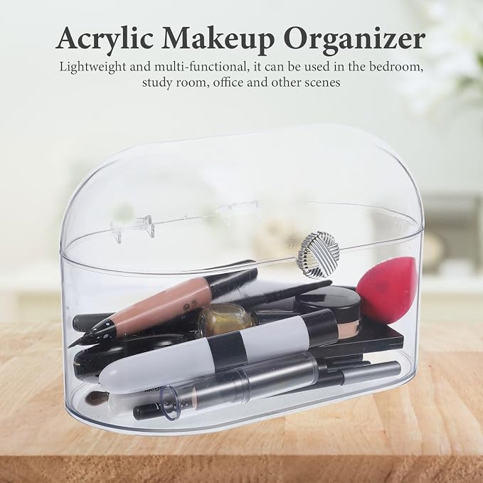 Garneck Transparent Storage Box Clear Pen Holder Makeup Organizer Case Storage Container Skincare Display Case Stationery Holder Acrylic Toiletry Storage Shelf The Pet Office Brush Desktop