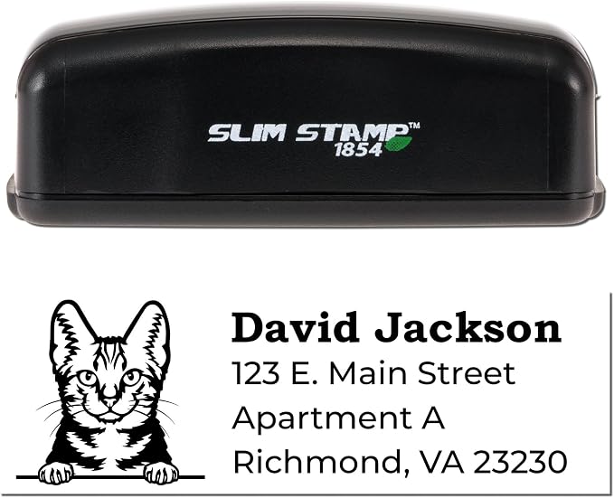 American Shorthair Cat Custom Self-Inking Return Address Stamp for Office Use | Personalized Business Mail Stamper | Handcrafted Professional Cat Design Labels for Home & Commercial Mailing