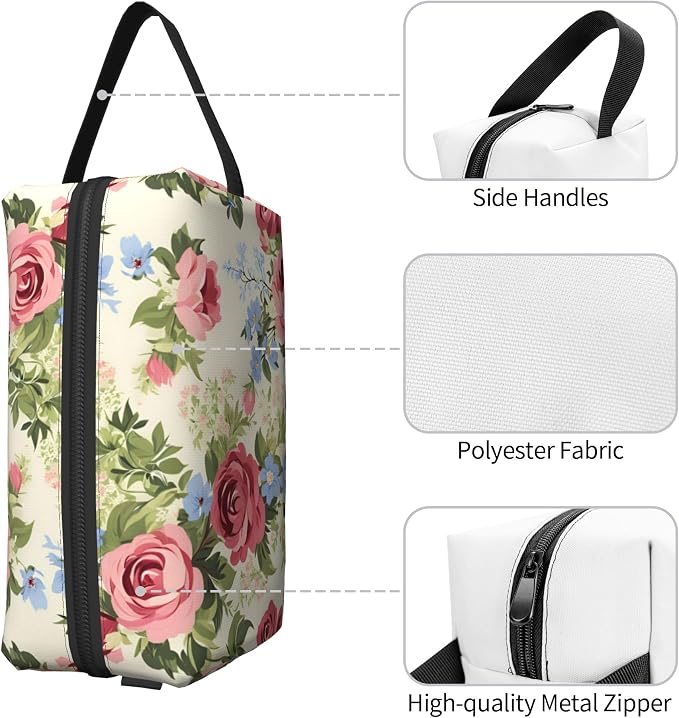 Vintage Rose Flower Makeup Bag - Durable 600D Oxford Fabric Travel Cosmetic Bag, Shockproof Foam Padded Toiletry Organizer for Gym & Daily Use 10x6.2x4.9 Inch