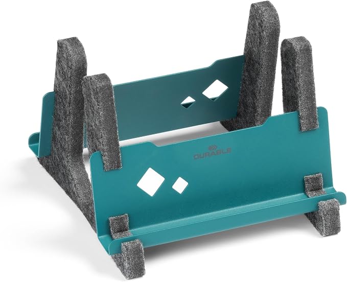 Durable 508032 Vertical Effect Laptop Stand Made of 60% Recycled PET Felt, Laptop Holder with Mobile Phone/Tablet Shelf Petrol/Dark Green