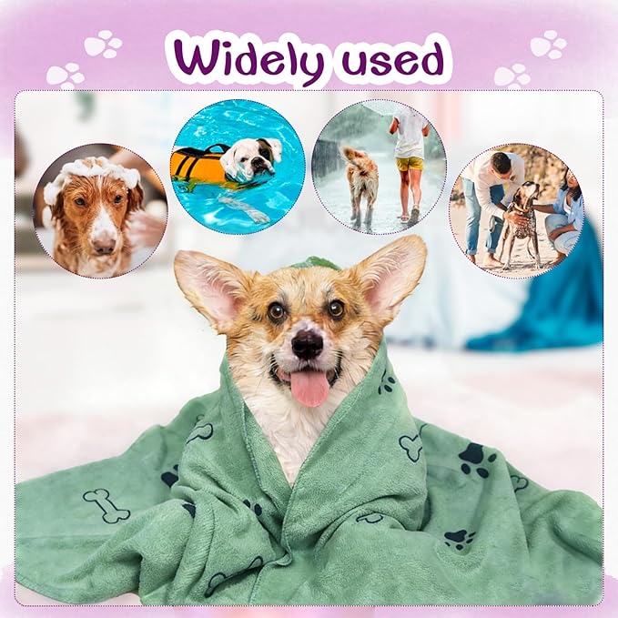 30Pcs Dog Towels for Drying Dogs Bulk 20 x 40 Inch Quick Drying Pet Bath Towels Colorful Pet Grooming Towel Absorbent Microfiber Towel for Small Medium Large Dog Puppy Cat (Teal)