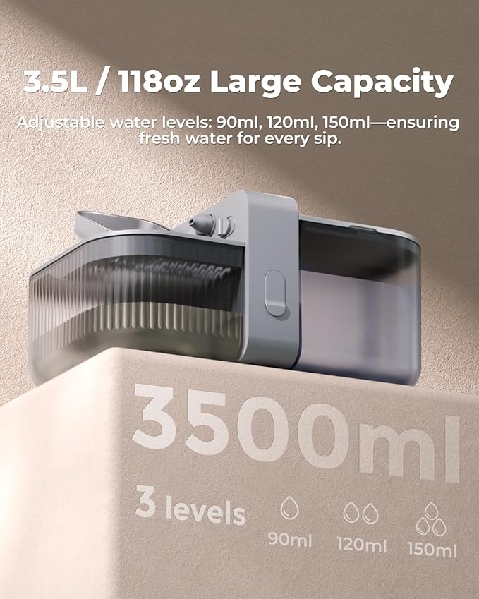 Invengo No-Filter Wireless Cat Water Fountain, 3.5L Stainless Steel Pet Fountain for Cats & Dogs – Wastewater Separation, Auto Refill, Ultra-Quiet 3000mAh Battery, Indoor Smart Water Dispenser