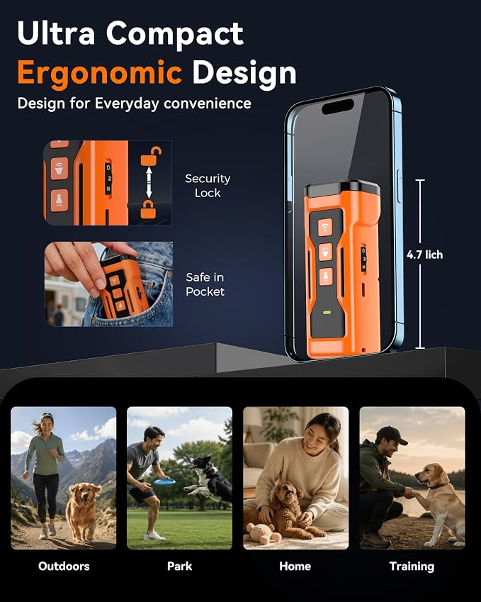 Dog Bark Deterrent Devices, 3X Ultrasonic Anti Barking Device for Dogs | 6 Modes Stop Neighbors Dog Barks No More Bark Control Indoors Outdoors Safe & Humane Behavior Correct Training Tool