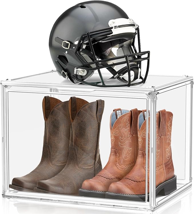 Extra Large Clear Storage Box for Cowboy Boots,Helmets,Large Handbag | For western style boots, motorcycle helmets, handbags, collectibles & seasonal storage while keeping everything organized