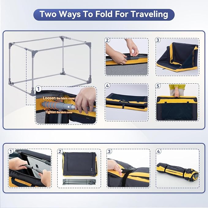 A 4 Pet 30-in Collapsible Soft Dog Crate, Medium Dogs, Travel | patented screw frame, Lockable zippers, waterproof base, washable cover, outdoor/indoor/car