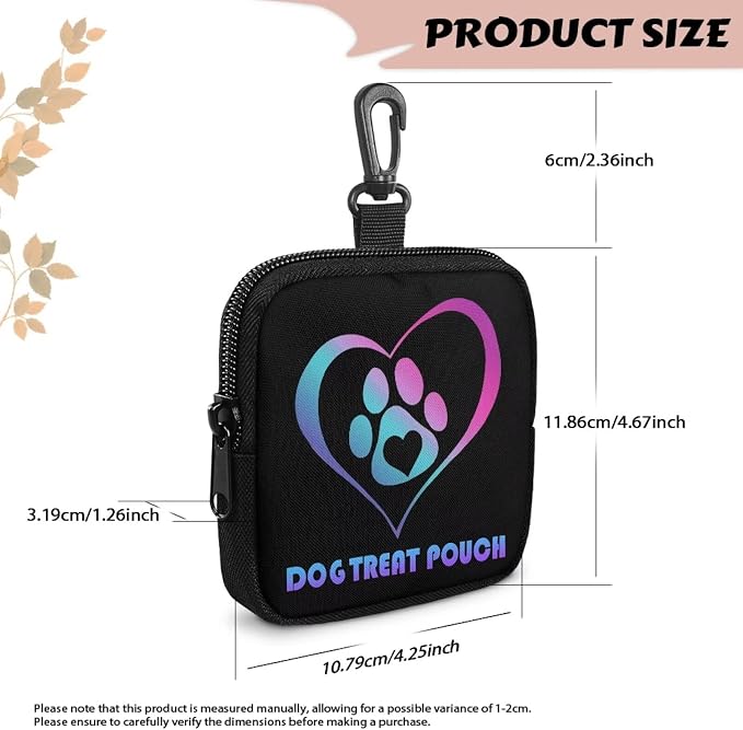 Dog Treat Pouch Dog Training Reward Pouch with Carabiner Waterproof Small Dogs Treat Bag for Leash,Reusable Dogs Food Bags Zipper Closure to Avoid Spilling