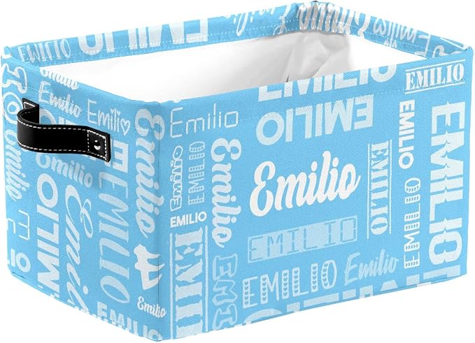 Personalized Toy Box Storage Bins for Boys Girls with Name, Kids Custom Storage Basket Cubes Organizer with Handles, Shelf Closet Storage Baskets Bin Customized Gift, 1 Pack