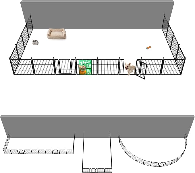 FXW Rollick Dog Playpen with Fence-to-Wall Anchors, 24" H, 16 Panels | Heavy-Duty & Easy setup Play Area, Flexible Boundaries, Indoor & Yard, For Puppies & Small Dogs, Patented