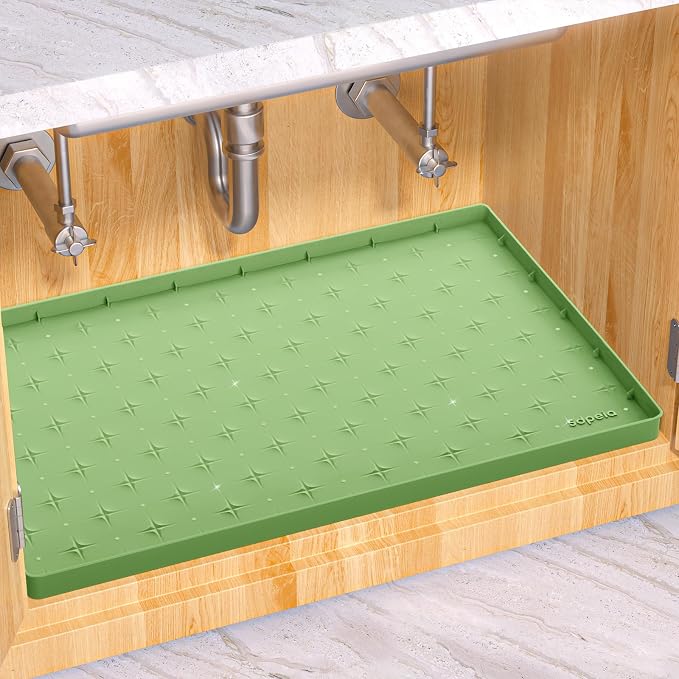 Sdpeia Under Sink Mat 22"×14" Waterproof Silicone Cabinet Liner & Sink Protector for Kitchen & Bathroom, Multi-Purpose Organizers Tray for Pets, Laundry, Cat Litter Mat