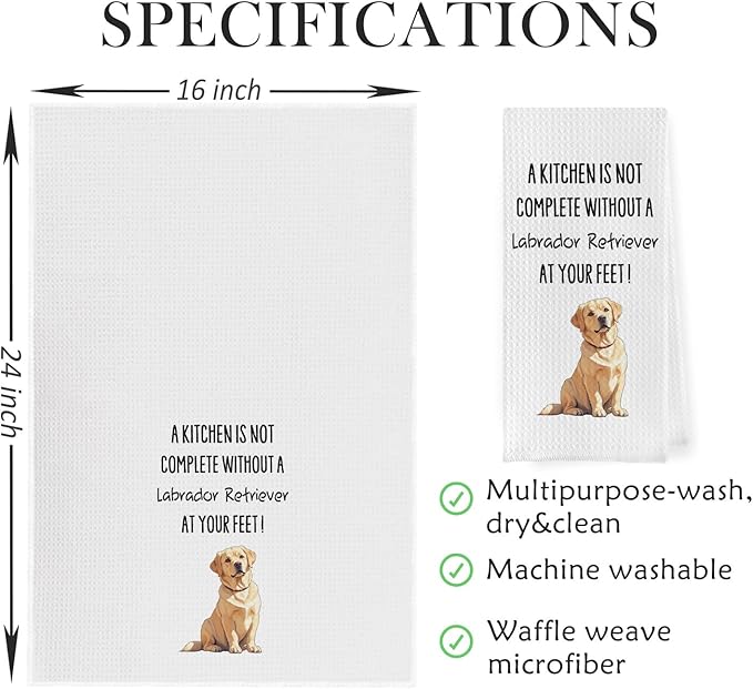 Labrador Retriever Dish Towels - Funny Yellow Lab Gifts Decorative Waffle Weave Kitchen Towels, Labrador Retriever Gifts Hand Tea Towels (16×24 Inches)