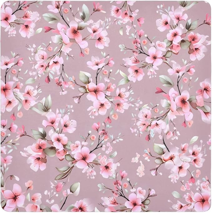JIPONI Roamntic Peach Blossom Makeup Bag, Self-Adhesive Magic Wrap Cloth, Portable Cosmetic Organizer, Camera Lens Protector, Travel Storage for Beauty Essentials, 17.7"x17.7"