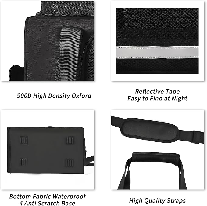 Wakytu Dog Carriers for Small Dogs, Cat Carrier Travel, Expandable, Collapsible, 900D High Density Oxford Cloth, Wear-Resisting, Anti Tearing, Reflective Tape,Safety Lock Zipper | Collapsible, 900D High Density Oxford Cloth, Wear-Resisting, Anti Tearin...
