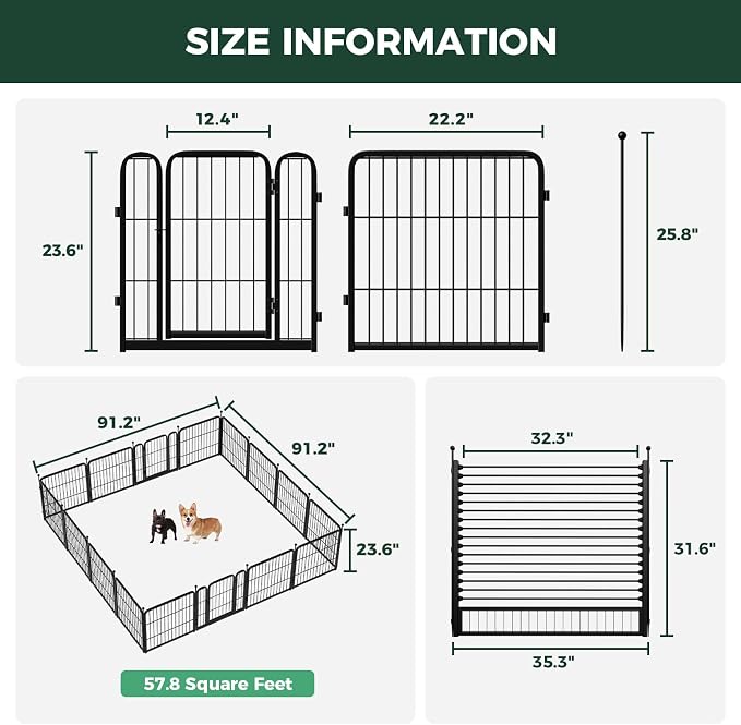 FXW Rollick Dog Playpen with RV Step Grid, 24" H, 16 Panels | Heavy-Duty & Easy setup Play Area, Helps Close Stair Gaps, Fits 32" RV Step Opening, For Puppies & Small Dogs, Patented