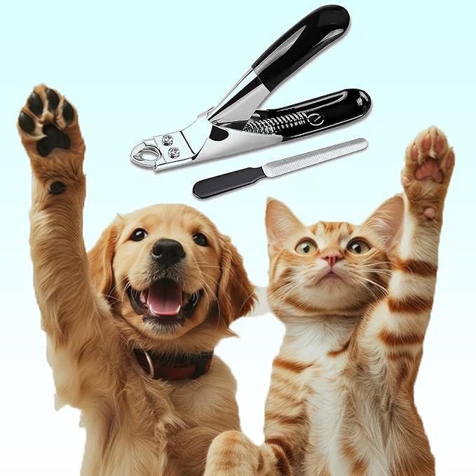 Dog Nail Clippers | Dog Nail Trimmer with Nail File and Safety Guard for Large Breed Dog | Injury-Free Grooming Tool for Pets (Black)