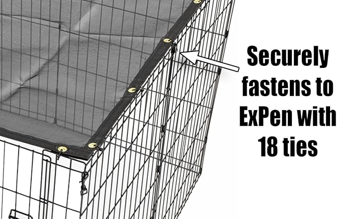 MidWest Homes for Pets Dog Exercise Pen Mesh Sunscreen Top for Dog Pens and Playpens, UV Resistant, Blocks Harmful Sun Rays, Hardware Included, Black, 540-SS