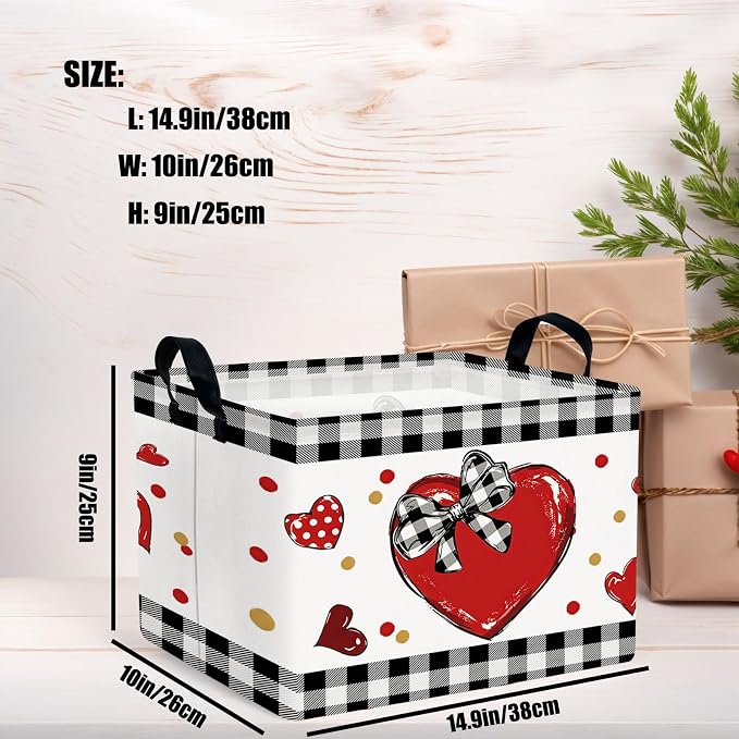 Cute Large Valentine's Day Gift Basket Empty Heart Decor Storage Bin for Kid Baby Room Décor (Bow Big Love)