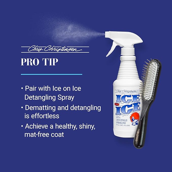 Chris Christensen Dog Brush, 20 mm. Ice Slip Dematting Brush, Specialty Brushes, Groom Like a Professional, Remove Tough Mats and Tangles, Rounded and Grounded Pins, Doesn't Pull Coat