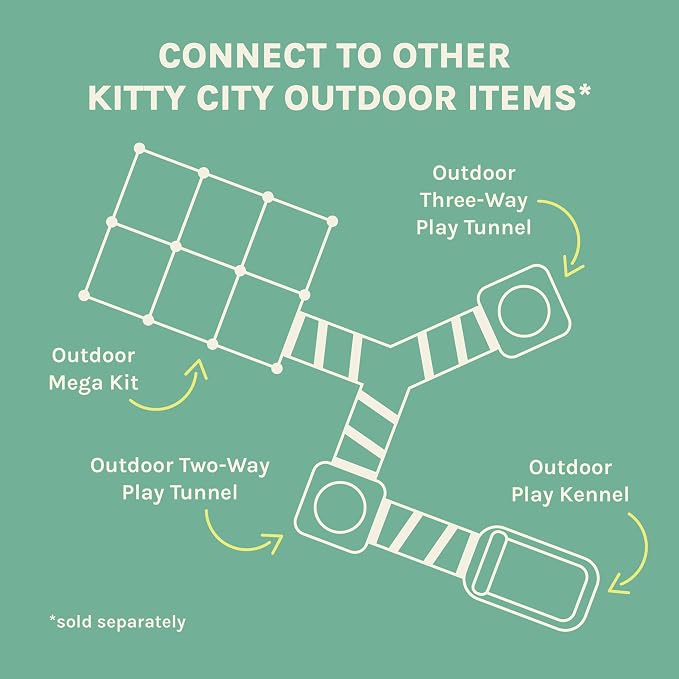 Kitty City Large Outdoor Cat Play Cube, Mesh Pop-Up Cat Enclosure for Indoor & Outdoor Use, Expandable Modular Cat Playpen with Zippered Access - Green