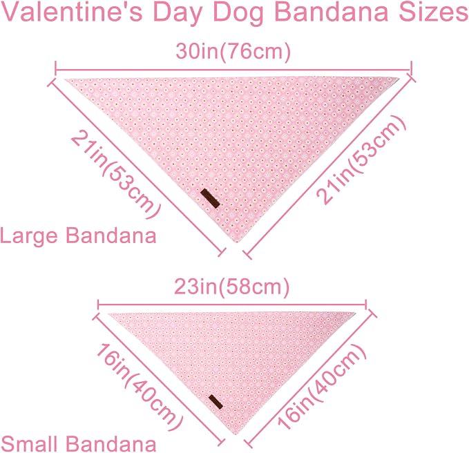 Summer Dog Bandana, UP URARA PUP Daisy Triangle Bid Scarf for Medium Large Dogs, Cotton Kerchief for Girl Boy Puppies, Cute Spring Pink Grid Bandana,L
