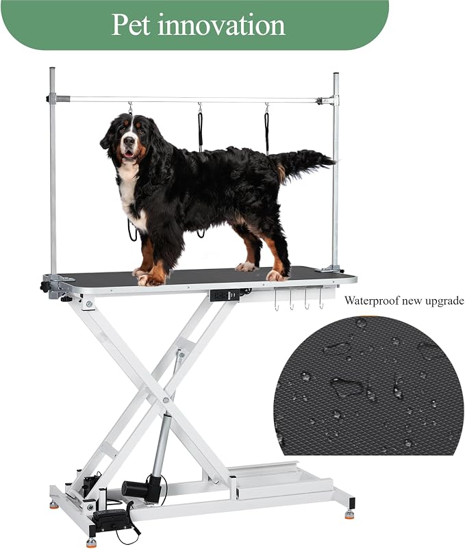Professional Electric Grooming Table for Dogs At Home, Capacity 264 LBS Dog Grooming Table, Height Adjustable Pet Grooming Table With Dog Grooming Arm, Anti Slip Tabletop, Tool Organizer
