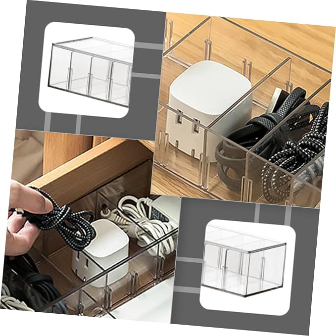KOMBIUDA Natural Pet Material Data Cable Storage Box Easy to Use Portable Capacity Cord Cover Cable Management Box Caddy Organizer Case Bathroom Storage Organizer