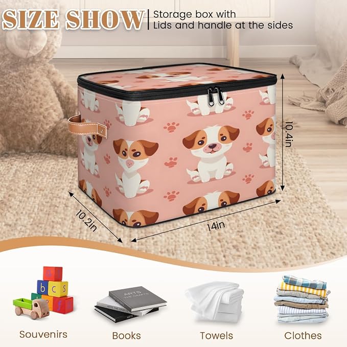Cute Puppy Dog Storage Box with Zipper Lid
