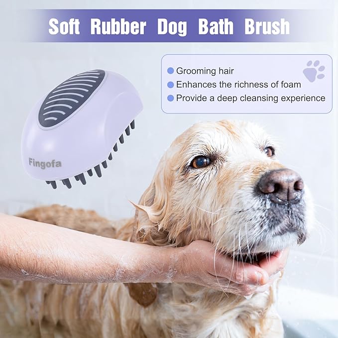 2PCS Dog Brush for Shedding and Bathing, Dog Grooming Tools Set for Short/Long Haired Dogs & Cats, Slicker Pin Hair Brush for Removing Loose Fur and Tangles, Soft Rubber Brush for Washing