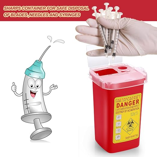 Chumia 10 Pcs 1 Quart Sharps Container,Small Needle Container Disposal | Sharps Containers Bulk for Home Use, Locking Lid Secure Closure, Safe Needle Box Disposal, for Biohazard Syringes,Travel size