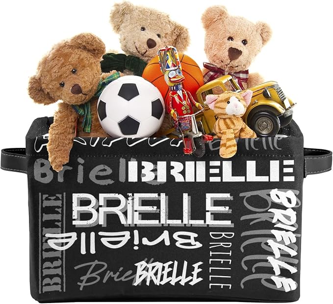 Personalized Storage Bins with Name Custom Kids Storage Basket Cubes Organizer with Handles for Organizing Boys and Girls Toys Shelf Closet Nursery Baskets Boxes, 1 Pack