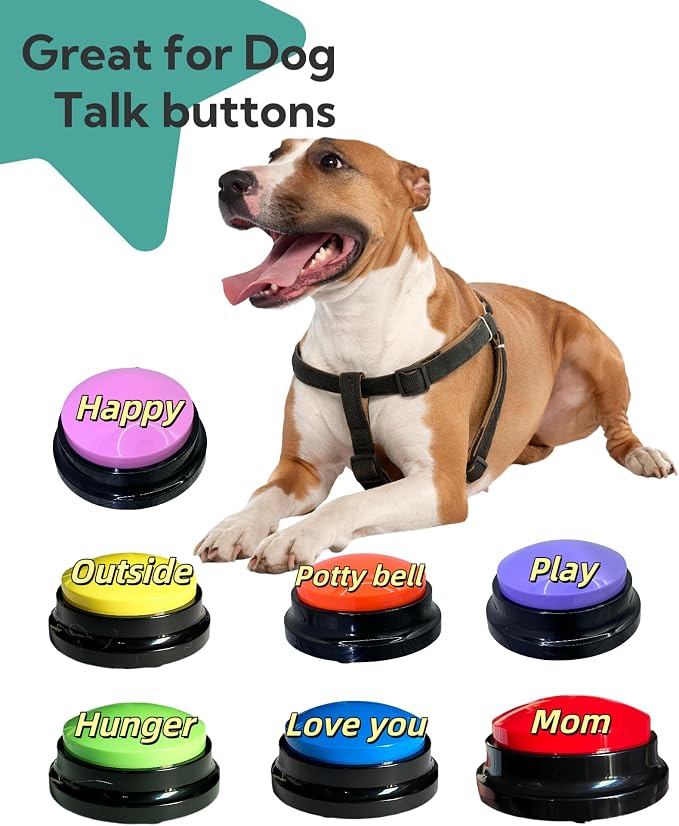Dog Talk Buttons Voice Recording Button for Communication and Pet Training 30-Second Record & Playback Talking Button for Study, Office, Family, and Kids (Green, one)