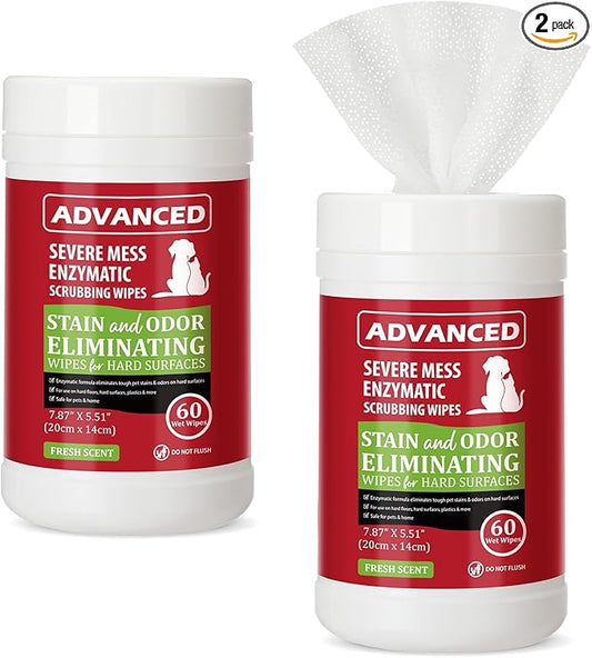 2 Pack Dog Cat Stain Cleaning Wipes 120 Count Pet Odor Eliminating Wipes Litter Box Remover Scented Cleaner for Pet Messes Urine Feces