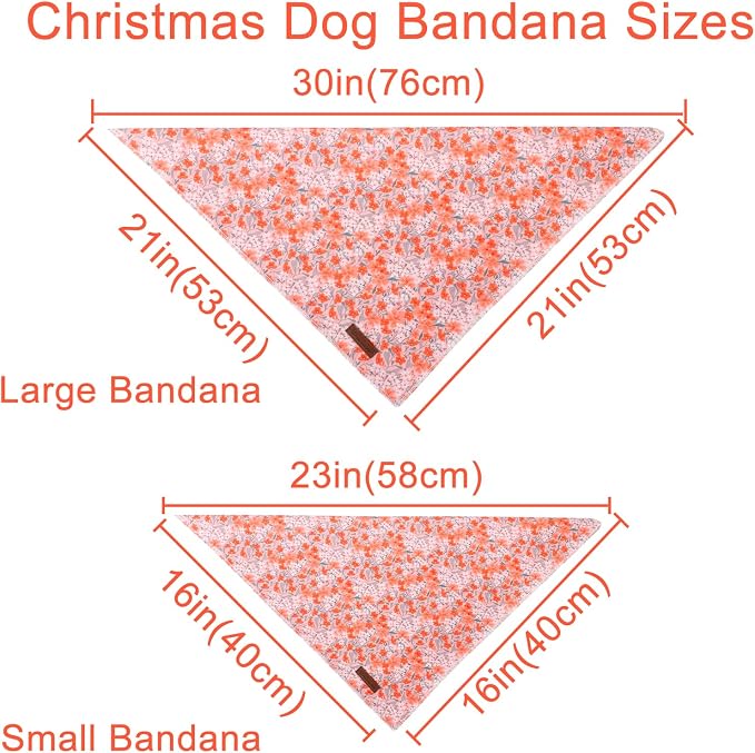 Summer Dog Bandana, UP URARA PUP Orange Bandana for Small Large Dogs, Cotton Handkerchief Cute Flower Puppy Triangle Bid Scarf for Boy Girl Dogs