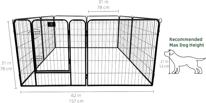 PJYuCien Puppy Playpen Plus Storage Bage with Bottom, 8 Panels 31.3" H | Heavy Duty, Dog Fence for Small Dogs, Foldable Square Pen, Indoor, Outdoor, Backyard Pasture, Camping, Protects Floors