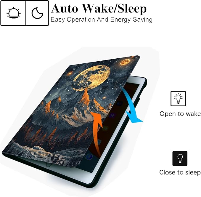 for Microsoft Surface Pro X/Pro X Plus-13 2019/2020/2021/2024 Tablet Case,Auto Wake/Sleep,Adjustable Stand Protective Cover - Starry Mountain