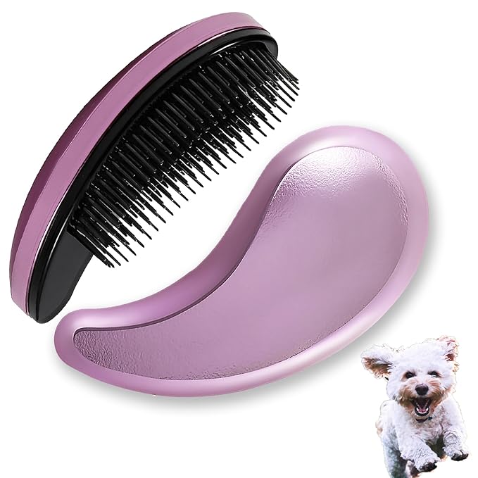 Small Dog Brush, Soft Pet Grooming Brush for Shih Tzus, Yorkies, Maltipoos, Maltese, Puppy Massaging Hair Brush, Cat Brush, for Small Animals Rabbits of All Hair Types (Frosted Pink)