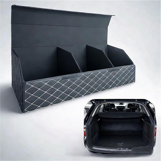 Car Trunk Organizer For Maserati Grecale Folgore -Custom Fit,Leather Large Capacity Trunk Organizer,4-Layer Cover,Diamond Quilted Pattern All-Season Use For Maserati Grecale Folgore 2025